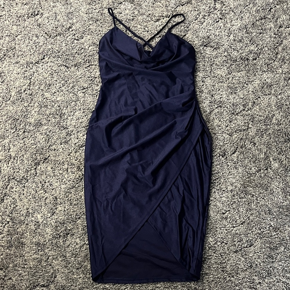 Chic Navy Blue Midi Dress